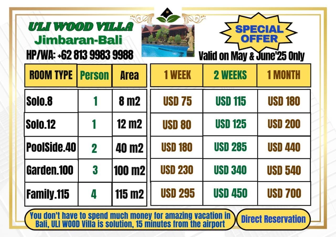 Uli Wood Villa, Jimbaran Bali - Near Gwk Luaran gambar